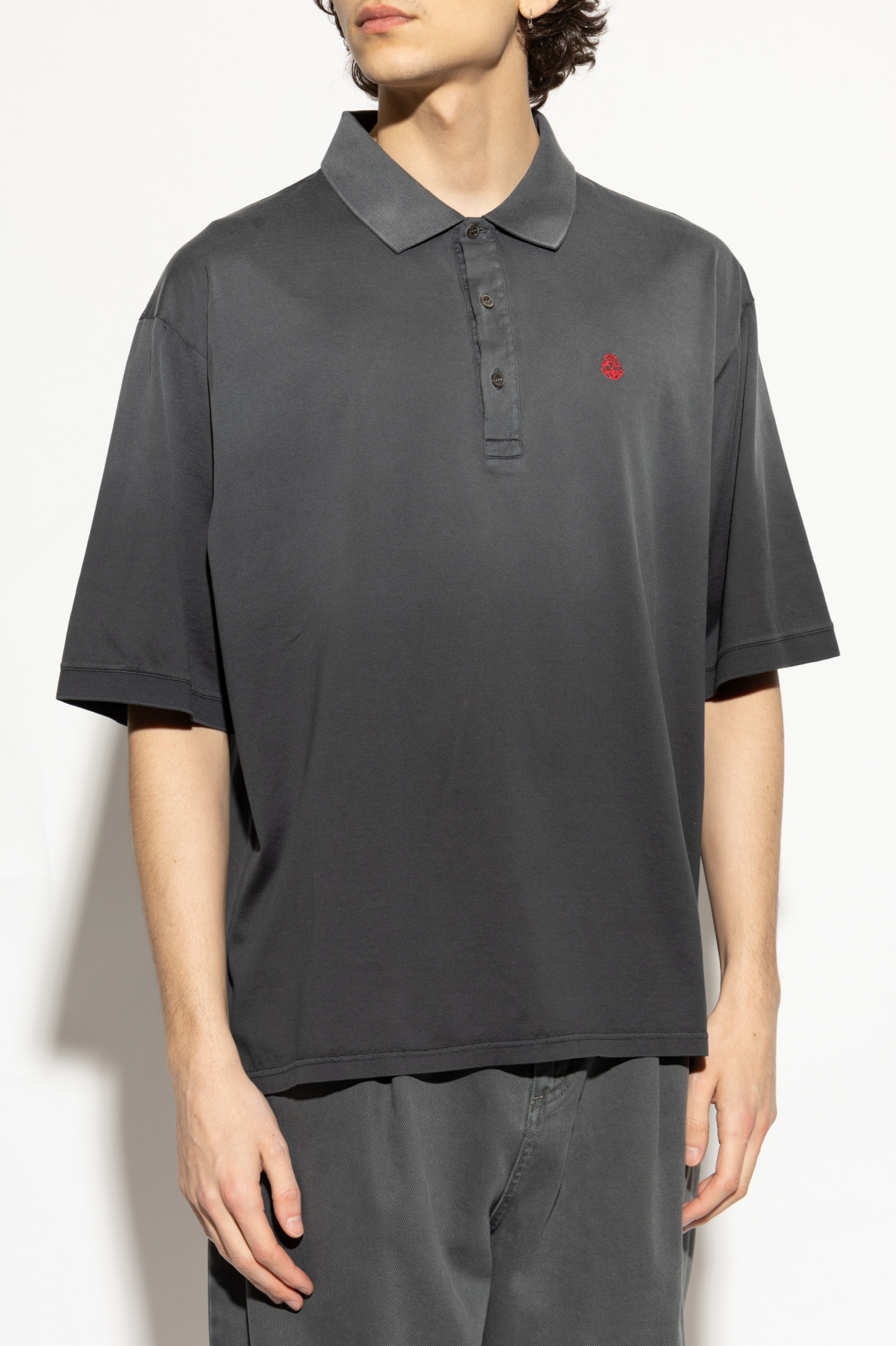 Tシャツ・カットソー ALEXANDER MCQUEEN Embroidered Cotton Oversize Polo Shirt Alexander McQueen Cotton polo with embroidered logo | Men's